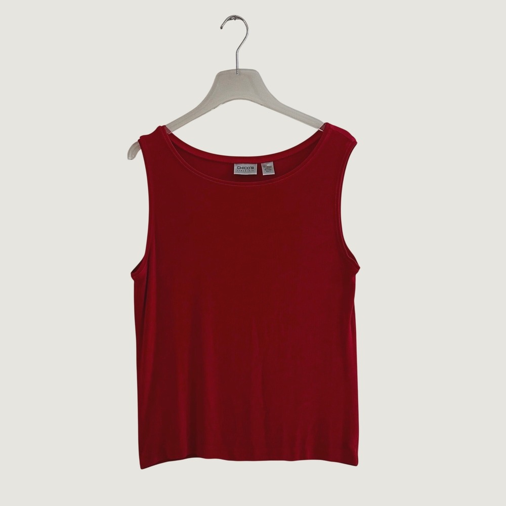 Chico's Travelers Red Sleeveless Tank Top Scoop Neck Size 3 XL